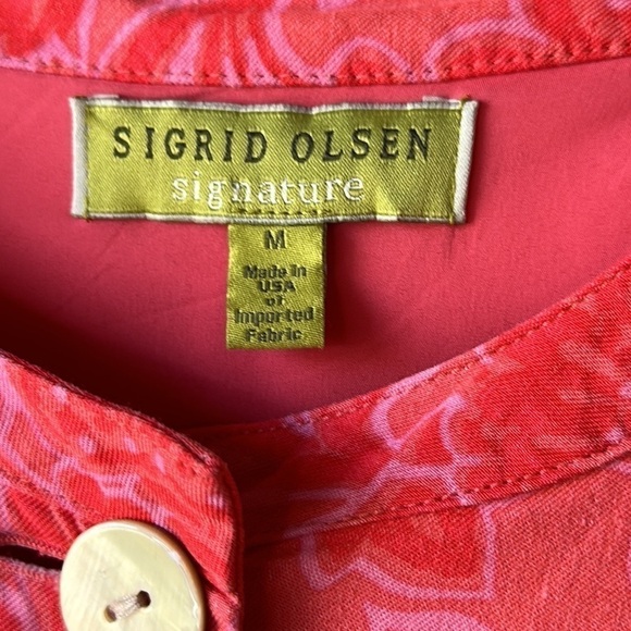 Sigrid Olsen Pink Floral Linen Blend Jacket Size Medium - Picture 6 of 10